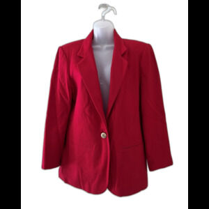 Vintage Sag Harbor Women’s Wool Blazer Red One‑Button Size 8